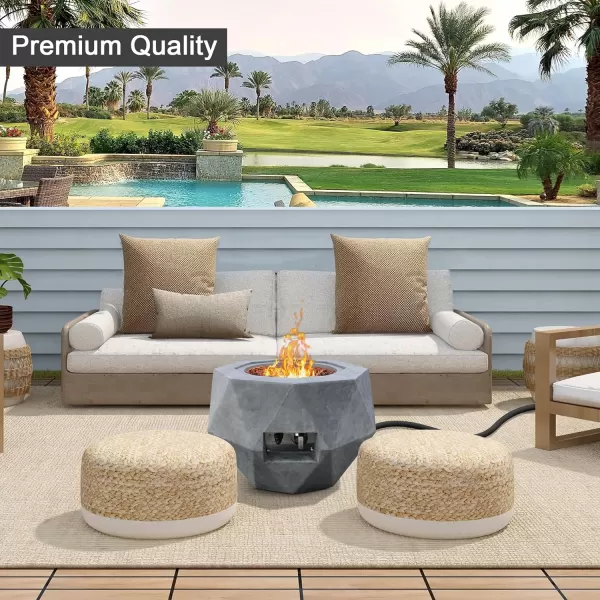Kante 25 Inch Wide Round Texture Concrete and Metal Outdoor Eco-Friendly Smokeless 50,000 BTU Propane Gas Modern Fire Pit with Waterproof Cover,Biondo