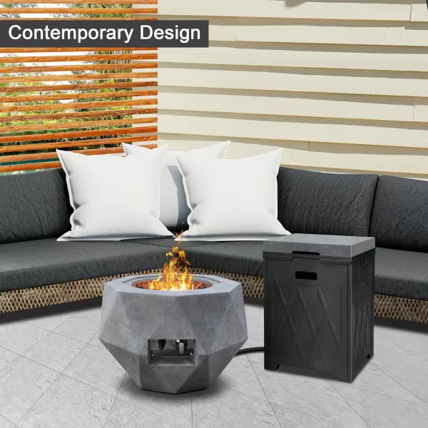 Kante 25 Inch Wide Round Texture Concrete and Metal Outdoor Eco-Friendly Smokeless 50,000 BTU Propane Gas Modern Fire Pit with Waterproof Cover,Biondo