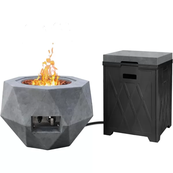 Kante 25 Inch Wide Round Texture Concrete and Metal Outdoor Eco-Friendly Smokeless 50,000 BTU Propane Gas Modern Fire Pit with Waterproof Cover,Biondo