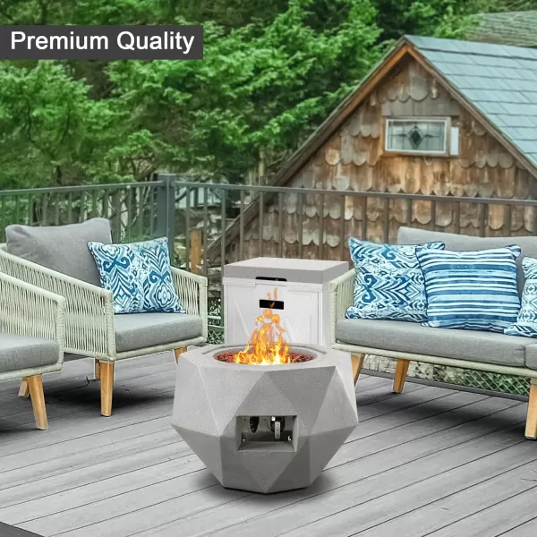 Kante 25 Inch Wide Round Texture Concrete and Metal Outdoor Eco-Friendly Smokeless 50,000 BTU Propane Gas Modern Fire Pit with Waterproof Cover,Biondo