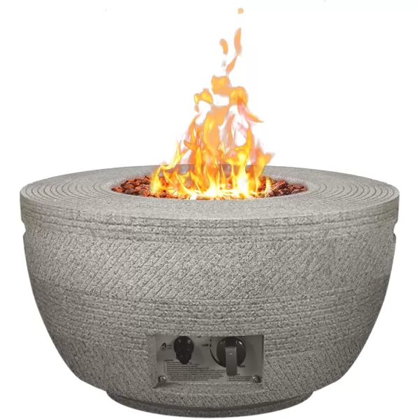 Kante 25 Inch Wide Round Texture Concrete and Metal Outdoor Eco-Friendly Smokeless 50,000 BTU Propane Gas Modern Fire Pit with Waterproof Cover,Biondo