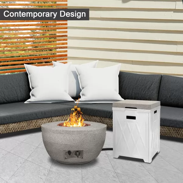 Kante 25 Inch Wide Round Texture Concrete and Metal Outdoor Eco-Friendly Smokeless 50,000 BTU Propane Gas Modern Fire Pit with Waterproof Cover,Biondo
