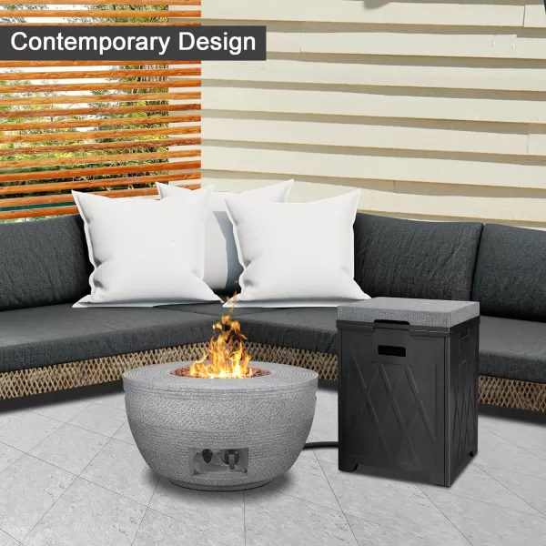 Kante 25 Inch Wide Round Texture Concrete and Metal Outdoor Eco-Friendly Smokeless 50,000 BTU Propane Gas Modern Fire Pit with Waterproof Cover,Biondo