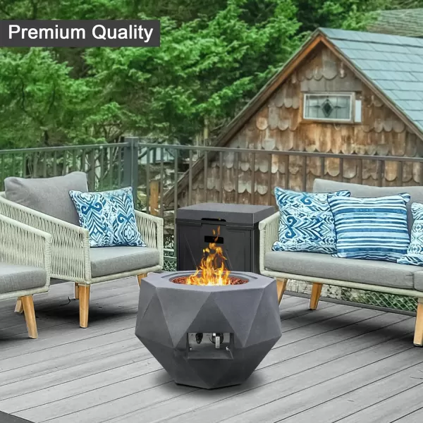 Kante 25 Inch Wide Round Texture Concrete and Metal Outdoor Eco-Friendly Smokeless 50,000 BTU Propane Gas Modern Fire Pit with Waterproof Cover,Biondo