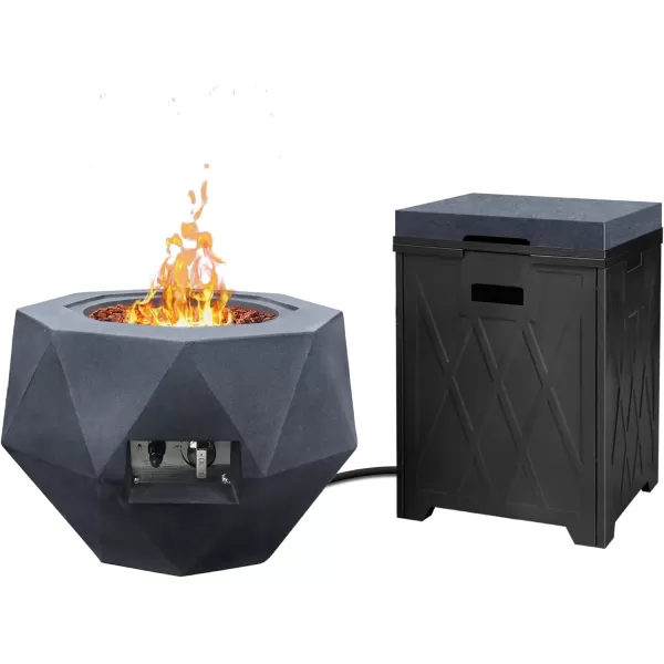 Kante 25 Inch Wide Round Texture Concrete and Metal Outdoor Eco-Friendly Smokeless 50,000 BTU Propane Gas Modern Fire Pit with Waterproof Cover,Biondo