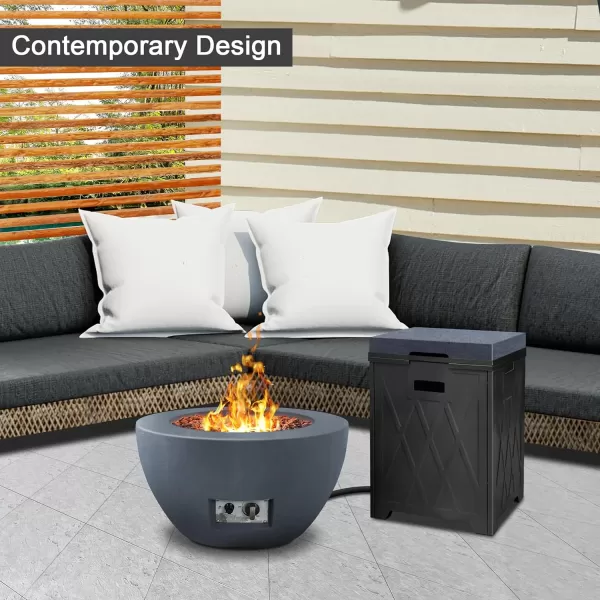 Kante 25 Inch Wide Round Texture Concrete and Metal Outdoor Eco-Friendly Smokeless 50,000 BTU Propane Gas Modern Fire Pit with Waterproof Cover,Biondo
