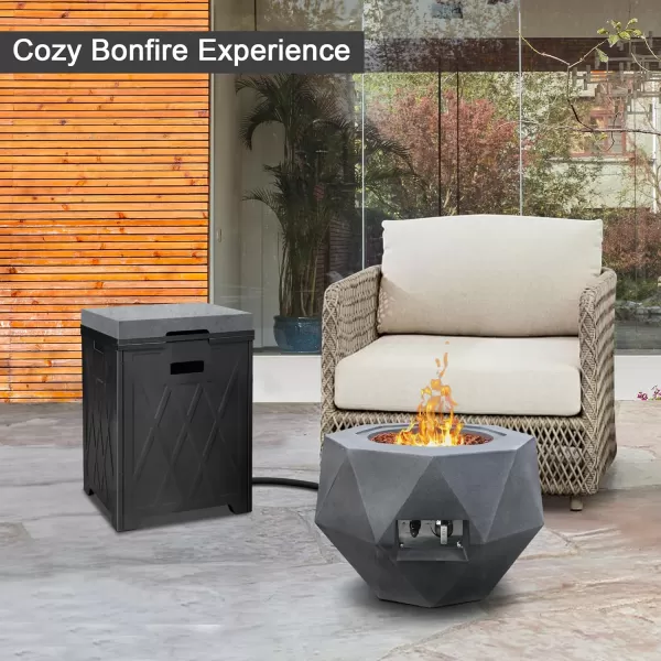 Kante 25 Inch Wide Round Texture Concrete and Metal Outdoor Eco-Friendly Smokeless 50,000 BTU Propane Gas Modern Fire Pit with Waterproof Cover,Biondo