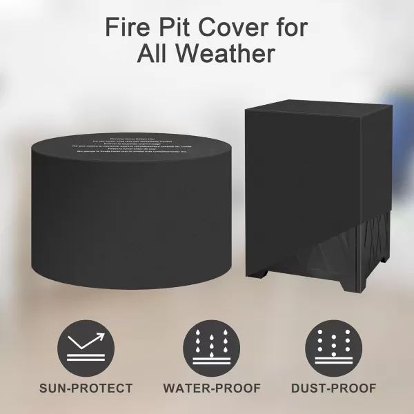 Kante 25 Inch Wide Round Texture Concrete and Metal Outdoor Eco-Friendly Smokeless 50,000 BTU Propane Gas Modern Fire Pit with Waterproof Cover,Biondo