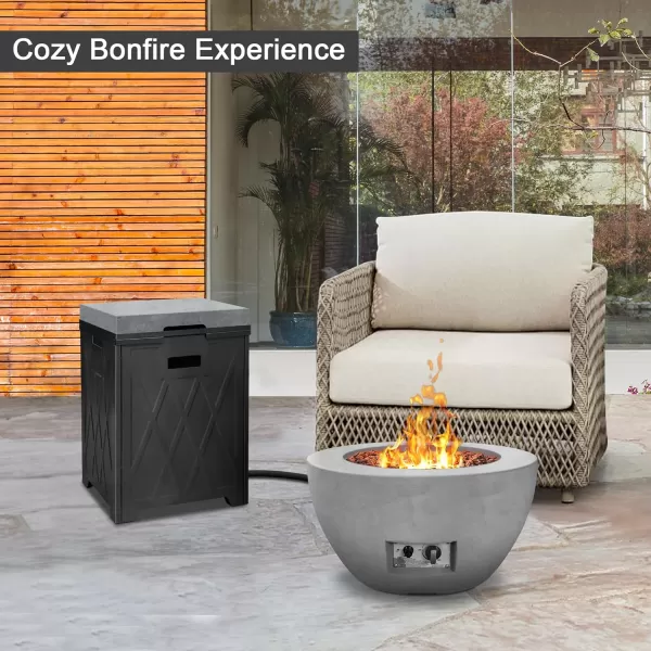 Kante 25 Inch Wide Round Texture Concrete and Metal Outdoor Eco-Friendly Smokeless 50,000 BTU Propane Gas Modern Fire Pit with Waterproof Cover,Biondo