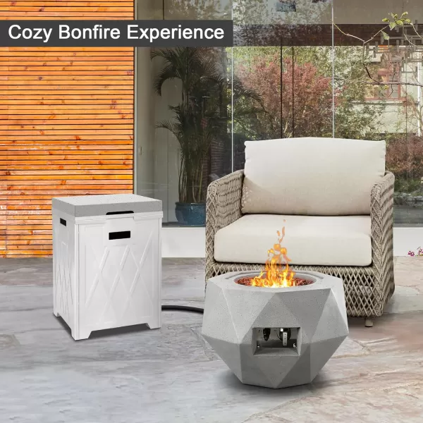 Kante 25 Inch Wide Round Texture Concrete and Metal Outdoor Eco-Friendly Smokeless 50,000 BTU Propane Gas Modern Fire Pit with Waterproof Cover,Biondo