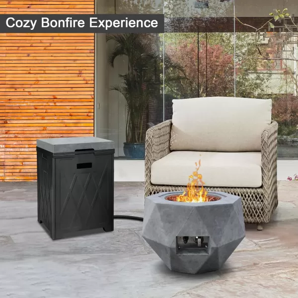 Kante 25 Inch Wide Round Texture Concrete and Metal Outdoor Eco-Friendly Smokeless 50,000 BTU Propane Gas Modern Fire Pit with Waterproof Cover,Biondo