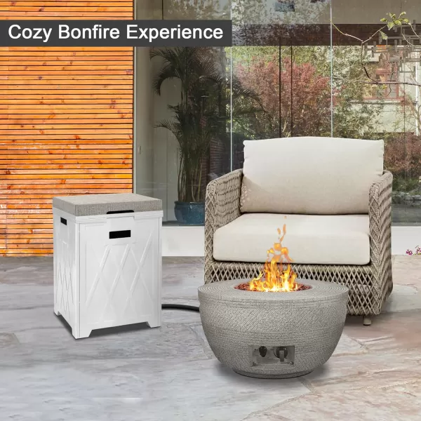 Kante 25 Inch Wide Round Texture Concrete and Metal Outdoor Eco-Friendly Smokeless 50,000 BTU Propane Gas Modern Fire Pit with Waterproof Cover,Biondo