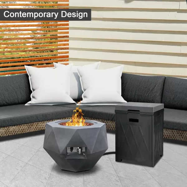 Kante 25 Inch Wide Round Texture Concrete and Metal Outdoor Eco-Friendly Smokeless 50,000 BTU Propane Gas Modern Fire Pit with Waterproof Cover,Biondo