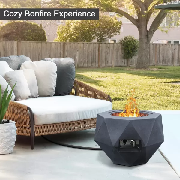 Kante 25 Inch Wide Round Texture Concrete and Metal Outdoor Eco-Friendly Smokeless 50,000 BTU Propane Gas Modern Fire Pit with Waterproof Cover,Biondo