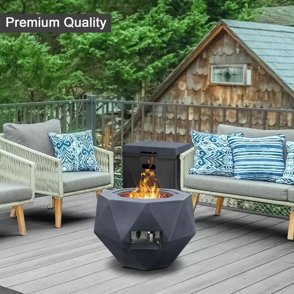 Kante 25 Inch Wide Round Texture Concrete and Metal Outdoor Eco-Friendly Smokeless 50,000 BTU Propane Gas Modern Fire Pit with Waterproof Cover,Biondo