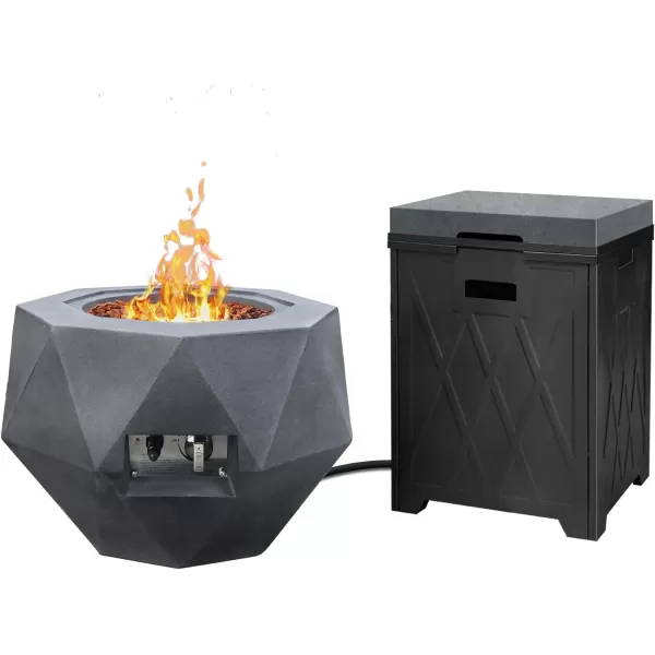 Kante 25 Inch Wide Round Texture Concrete and Metal Outdoor Eco-Friendly Smokeless 50,000 BTU Propane Gas Modern Fire Pit with Waterproof Cover,Biondo