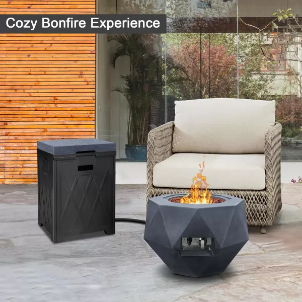 Kante 25 Inch Wide Round Texture Concrete and Metal Outdoor Eco-Friendly Smokeless 50,000 BTU Propane Gas Modern Fire Pit with Waterproof Cover,Biondo