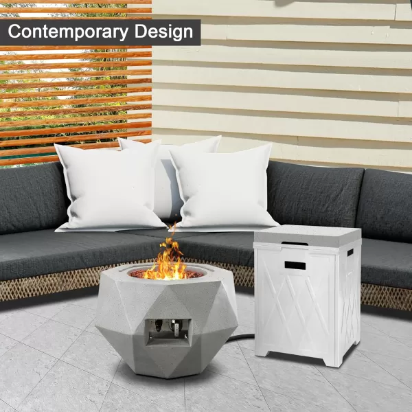 Kante 25 Inch Wide Round Texture Concrete and Metal Outdoor Eco-Friendly Smokeless 50,000 BTU Propane Gas Modern Fire Pit with Waterproof Cover,Biondo