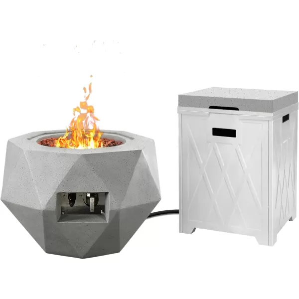 Kante 25 Inch Wide Round Texture Concrete and Metal Outdoor Eco-Friendly Smokeless 50,000 BTU Propane Gas Modern Fire Pit with Waterproof Cover,Biondo