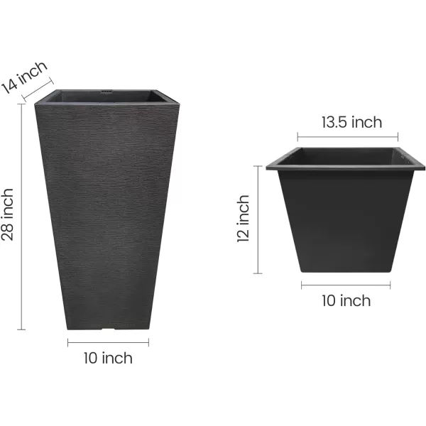 Kante 28 Inch Tall Planter Set of 2, Large Taper Planter for Outdoor Indoor Garden Patio Front Door 