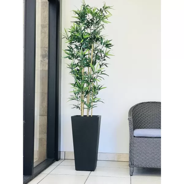 Kante 28" H Concrete Tall Tapered Planter, Large Outdoor Indoor Garden Plant Pot with Drainage Hole and Rubber Plug Home and Patio, Black Finish