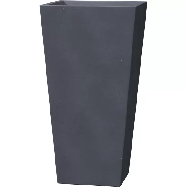 Kante 28" H Concrete Tall Tapered Planter, Large Outdoor Indoor Garden Plant Pot with Drainage Hole and Rubber Plug Home and Patio, Black Finish