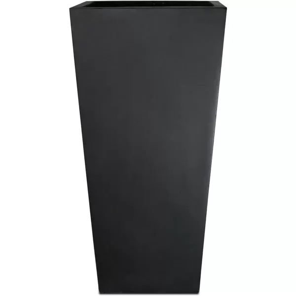 Kante 28" H Concrete Tall Tapered Planter, Large Outdoor Indoor Garden Plant Pot with Drainage Hole and Rubber Plug Home and Patio, Black Finish
