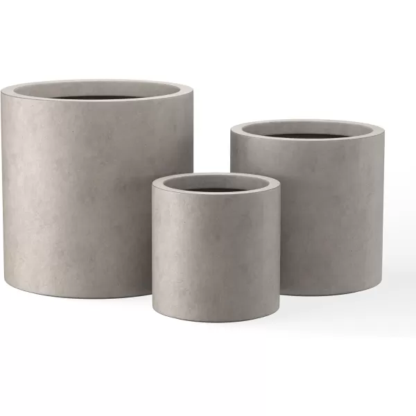 Kante 9.8" Dia Round Concrete Planter, Modern Style Large Cylindrical Plant Pot with Drainage Hole and Rubber Plug for Indoor Outdoor Patio, Pure White