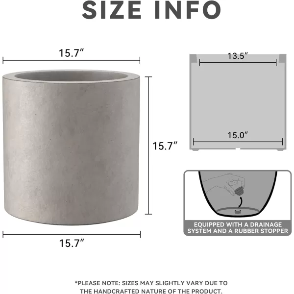 Kante 9.8" Dia Round Concrete Planter, Modern Style Large Cylindrical Plant Pot with Drainage Hole and Rubber Plug for Indoor Outdoor Patio, Pure White