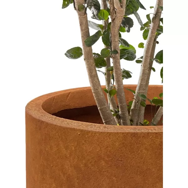 Kante 9.8" Dia Round Concrete Planter, Modern Style Large Cylindrical Plant Pot with Drainage Hole and Rubber Plug for Indoor Outdoor Patio, Pure White