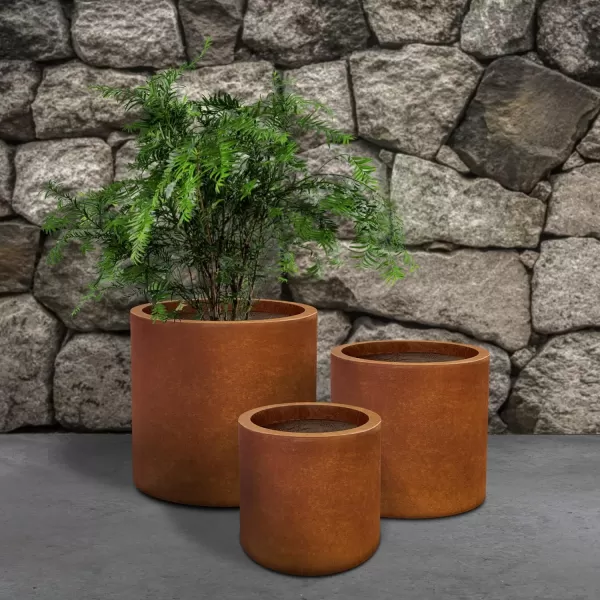 Kante 9.8" Dia Round Concrete Planter, Modern Style Large Cylindrical Plant Pot with Drainage Hole and Rubber Plug for Indoor Outdoor Patio, Pure White