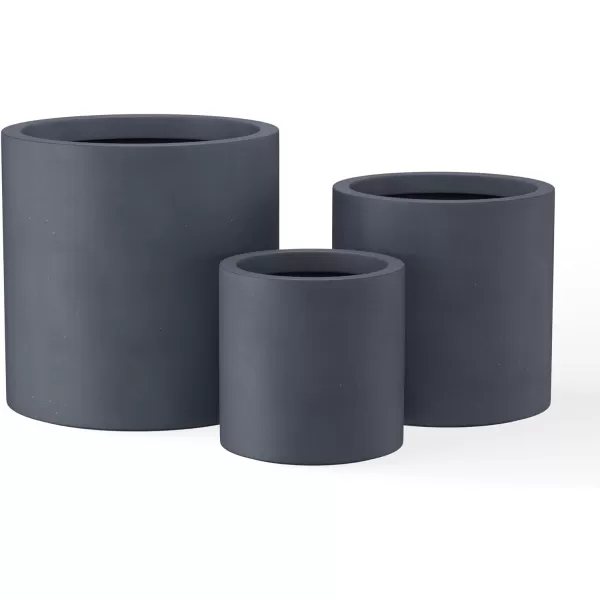 Kante 9.8" Dia Round Concrete Planter, Modern Style Large Cylindrical Plant Pot with Drainage Hole and Rubber Plug for Indoor Outdoor Patio, Pure White
