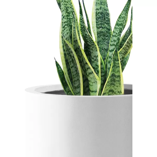 Kante 9.8" Dia Round Concrete Planter, Modern Style Large Cylindrical Plant Pot with Drainage Hole and Rubber Plug for Indoor Outdoor Patio, Pure White