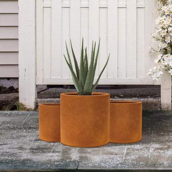 Kante 9.8" Dia Round Concrete Planter, Modern Style Large Cylindrical Plant Pot with Drainage Hole and Rubber Plug for Indoor Outdoor Patio, Pure White