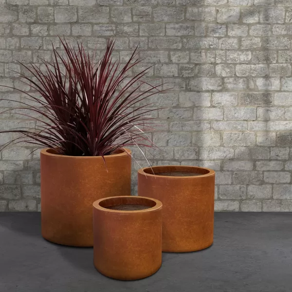 Kante 9.8" Dia Round Concrete Planter, Modern Style Large Cylindrical Plant Pot with Drainage Hole and Rubber Plug for Indoor Outdoor Patio, Pure White