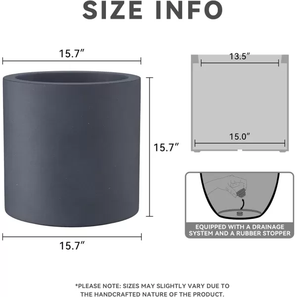Kante 9.8" Dia Round Concrete Planter, Modern Style Large Cylindrical Plant Pot with Drainage Hole and Rubber Plug for Indoor Outdoor Patio, Pure White