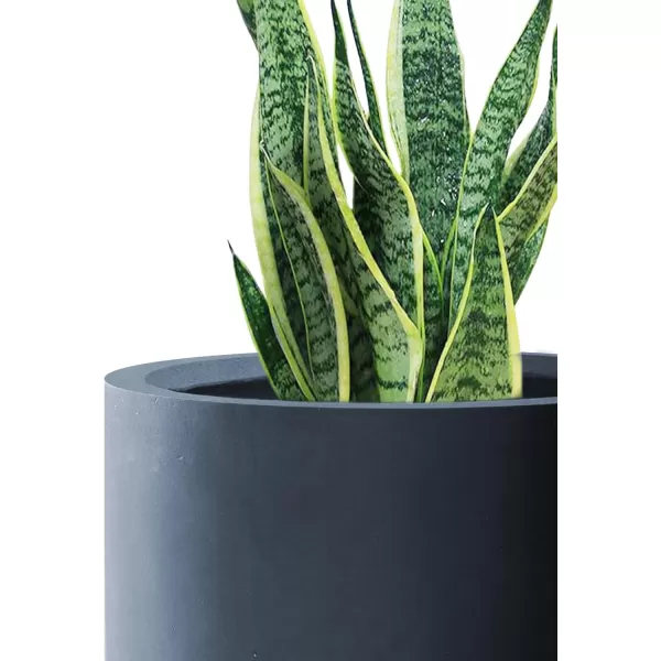 Kante 9.8" Dia Round Concrete Planter, Modern Style Large Cylindrical Plant Pot with Drainage Hole and Rubber Plug for Indoor Outdoor Patio, Pure White
