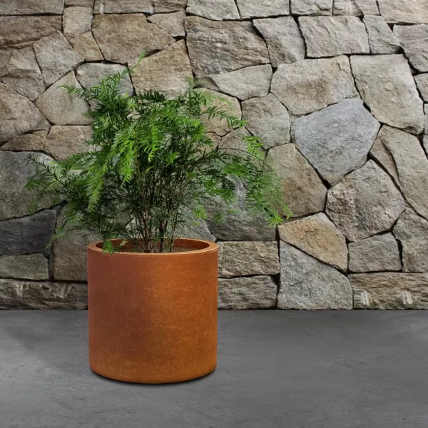 Kante 9.8" Dia Round Concrete Planter, Modern Style Large Cylindrical Plant Pot with Drainage Hole and Rubber Plug for Indoor Outdoor Patio, Pure White