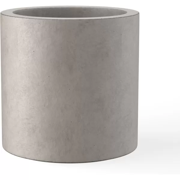 Kante 9.8" Dia Round Concrete Planter, Modern Style Large Cylindrical Plant Pot with Drainage Hole and Rubber Plug for Indoor Outdoor Patio, Pure White