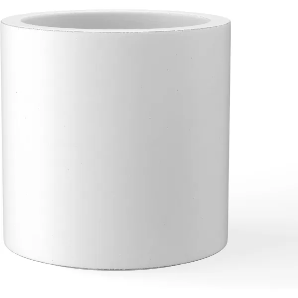 Kante 9.8" Dia Round Concrete Planter, Modern Style Large Cylindrical Plant Pot with Drainage Hole and Rubber Plug for Indoor Outdoor Patio, Pure White