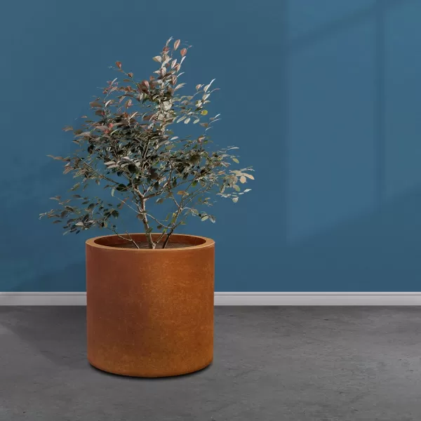 Kante 9.8" Dia Round Concrete Planter, Modern Style Large Cylindrical Plant Pot with Drainage Hole and Rubber Plug for Indoor Outdoor Patio, Pure White