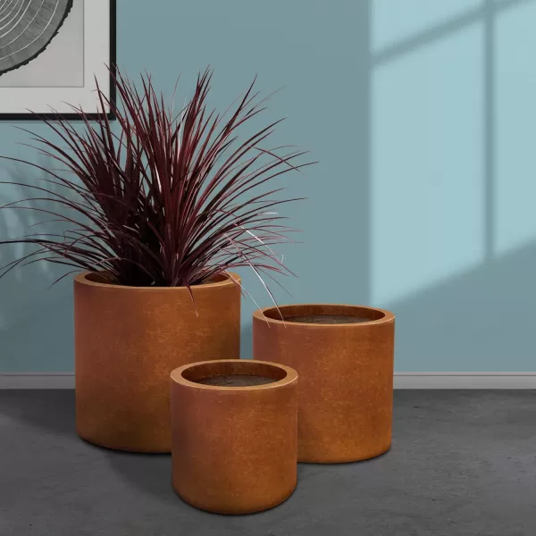 Kante 9.8" Dia Round Concrete Planter, Modern Style Large Cylindrical Plant Pot with Drainage Hole and Rubber Plug for Indoor Outdoor Patio, Pure White