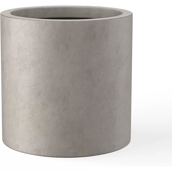 Kante 9.8" Dia Round Concrete Planter, Modern Style Large Cylindrical Plant Pot with Drainage Hole and Rubber Plug for Indoor Outdoor Patio, Pure White