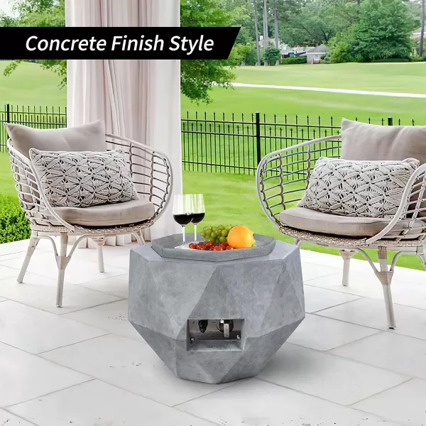 Kante Concrete Propane Fire Pit Table, 50,000 BTU Geometric Table with Tray Style Lid for Outside Patio Garden Decor, 25'' D X 18.5'' H Smokeless Gas Pit, Come Dust Covers, Charcoal 