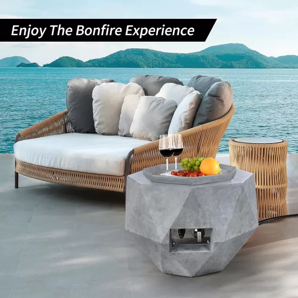 Kante Concrete Propane Fire Pit Table, 50,000 BTU Geometric Table with Tray Style Lid for Outside Patio Garden Decor, 25'' D X 18.5'' H Smokeless Gas Pit, Come Dust Covers, Charcoal 