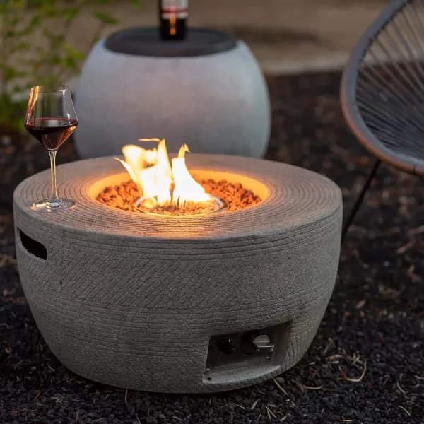Kante Concrete Propane Fire Pit Table, 50,000 BTU Geometric Table with Tray Style Lid for Outside Patio Garden Decor, 25'' D X 18.5'' H Smokeless Gas Pit, Come Dust Covers, Charcoal 