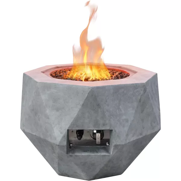 Kante Concrete Propane Fire Pit Table, 50,000 BTU Geometric Table with Tray Style Lid for Outside Patio Garden Decor, 25'' D X 18.5'' H Smokeless Gas Pit, Come Dust Covers, Charcoal 