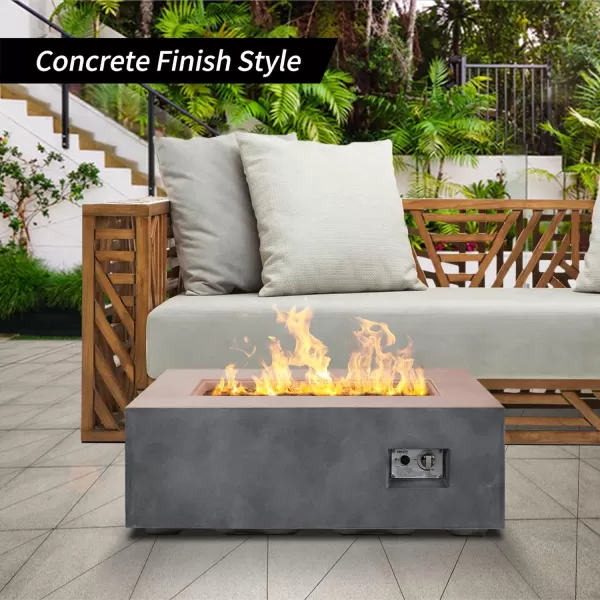 Kante Concrete Propane Fire Pit Table, 50,000 BTU Geometric Table with Tray Style Lid for Outside Patio Garden Decor, 25'' D X 18.5'' H Smokeless Gas Pit, Come Dust Covers, Charcoal 