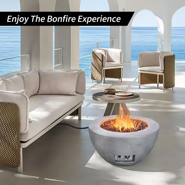 Kante Concrete Propane Fire Pit Table, 50,000 BTU Geometric Table with Tray Style Lid for Outside Patio Garden Decor, 25'' D X 18.5'' H Smokeless Gas Pit, Come Dust Covers, Charcoal 