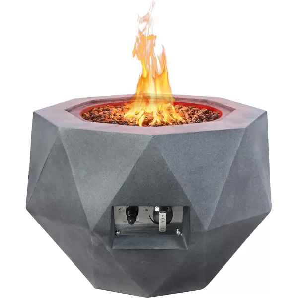 Kante Concrete Propane Fire Pit Table, 50,000 BTU Geometric Table with Tray Style Lid for Outside Patio Garden Decor, 25'' D X 18.5'' H Smokeless Gas Pit, Come Dust Covers, Charcoal 